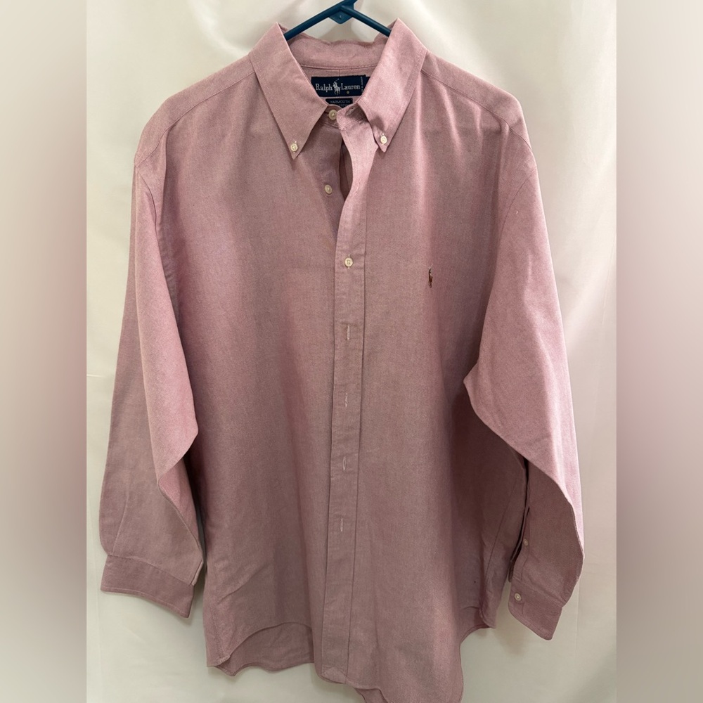 Ralph Lauren‎ Yarmouth Long Sleeve Button Up Shirt Men's Pink Red Size 17-34